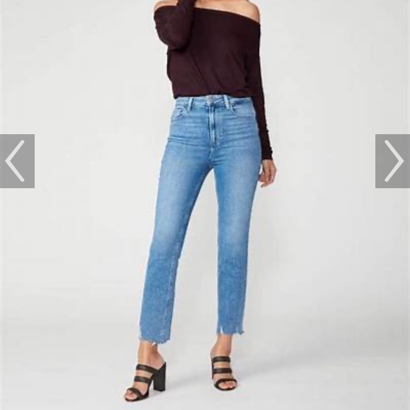 Nwot Paige Blue Ankle Cropped Jeans With High Waist And Slim Fit